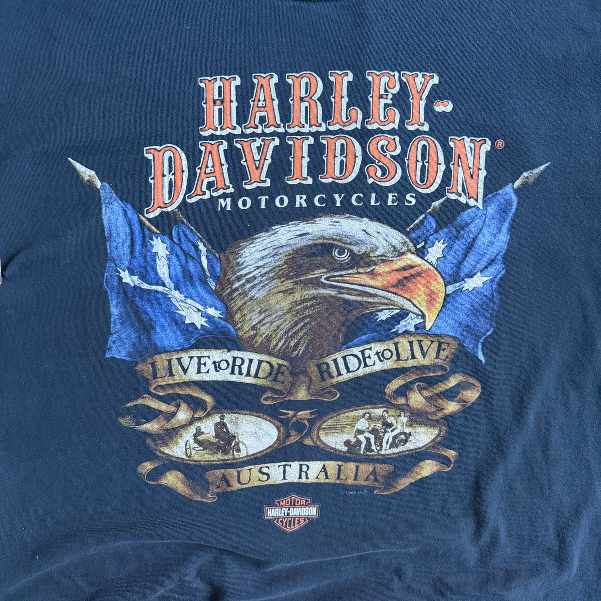 Vintage Thrashed Harley Davidson Eagle Australia T Shirt