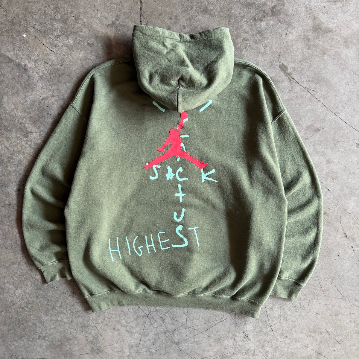 Travis Scott Cactus Jack x Jordan Army Green Logos Hoodie