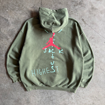 Travis Scott Cactus Jack x Jordan Army Green Logos Hoodie