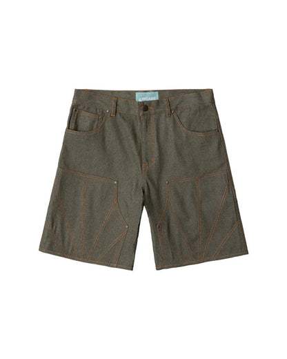 Brigade - Raw Denim Double Knee Shorts - Olive