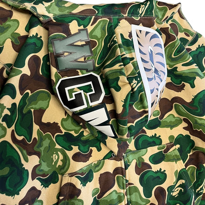 A Bathing Ape Art Green Camo Shark Full Zip Hoodie