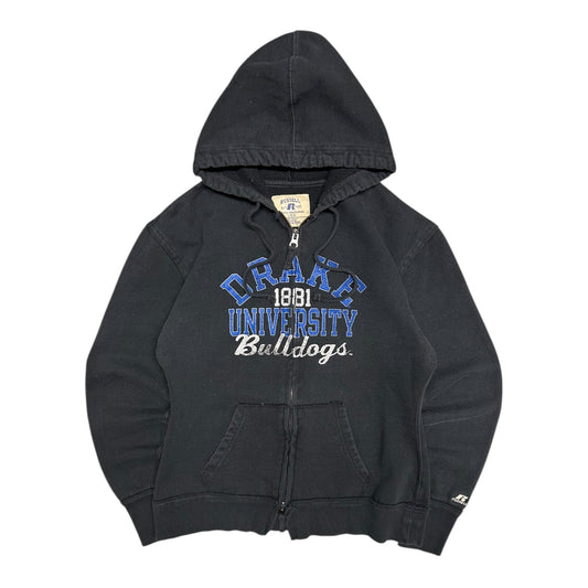 Y2K Drake University Bulldogs Black Russell Zip Up Hoodie