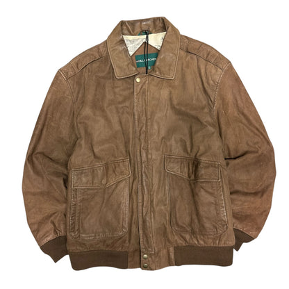 Vintage Hill & Archer Brown Suede Bomber Jacket