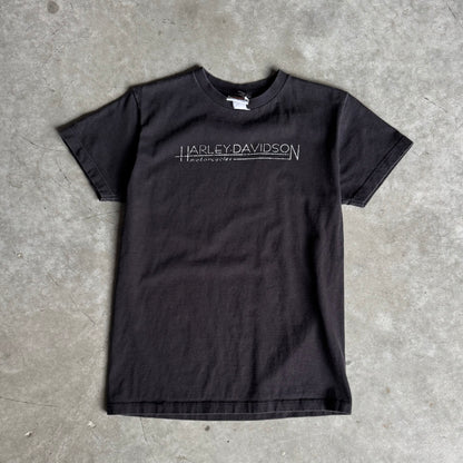 Women’s Y2K Harley Davidson Black White Spellout T Shirt