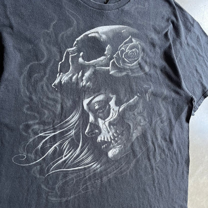 Y2K Liquid Blue Dia De Los Muertos Sugar Skull Tee