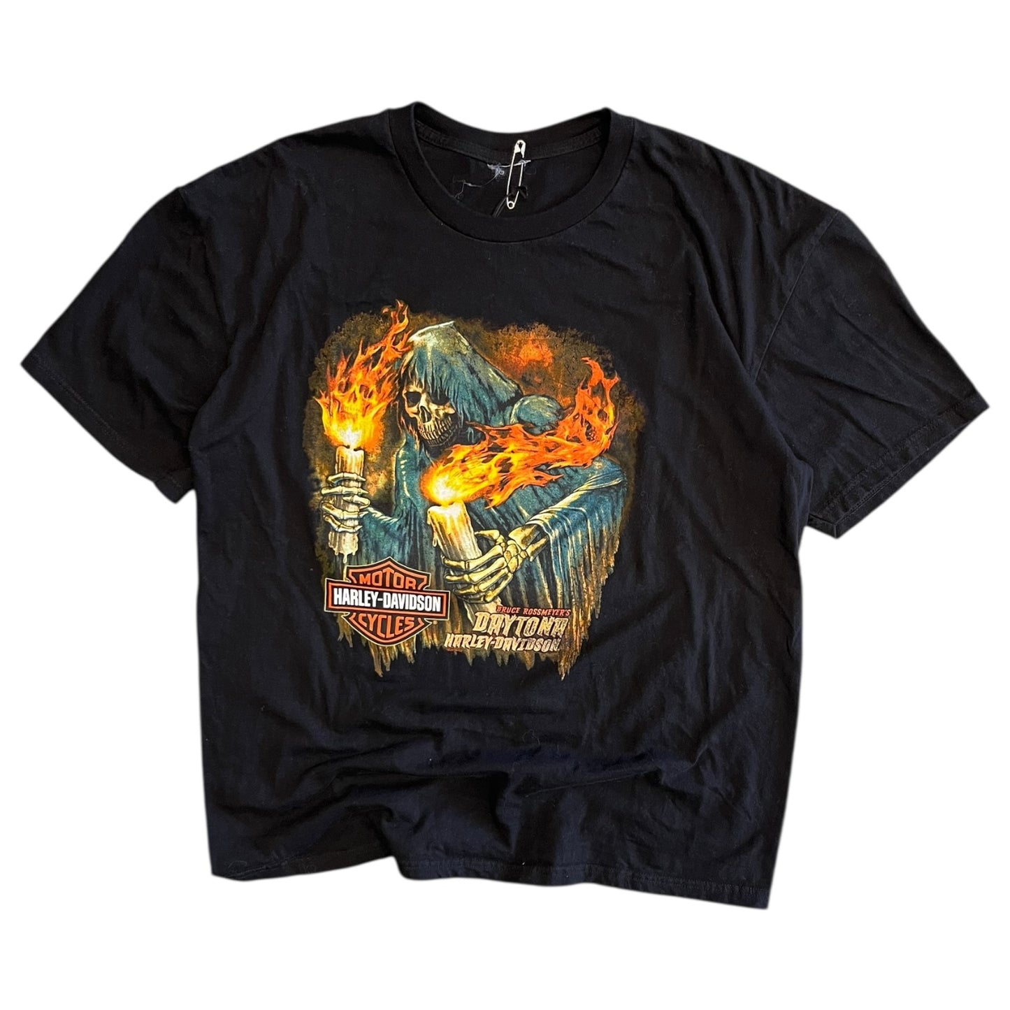 Y2K Harley Davidson Grim Reaper And Candles Tee