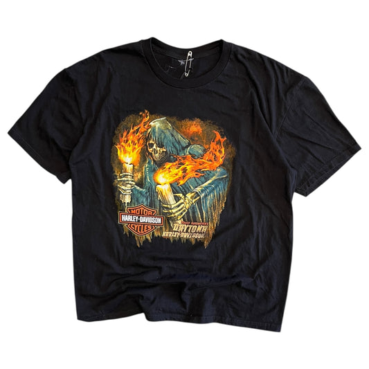 Y2K Harley Davidson Grim Reaper And Candles Tee