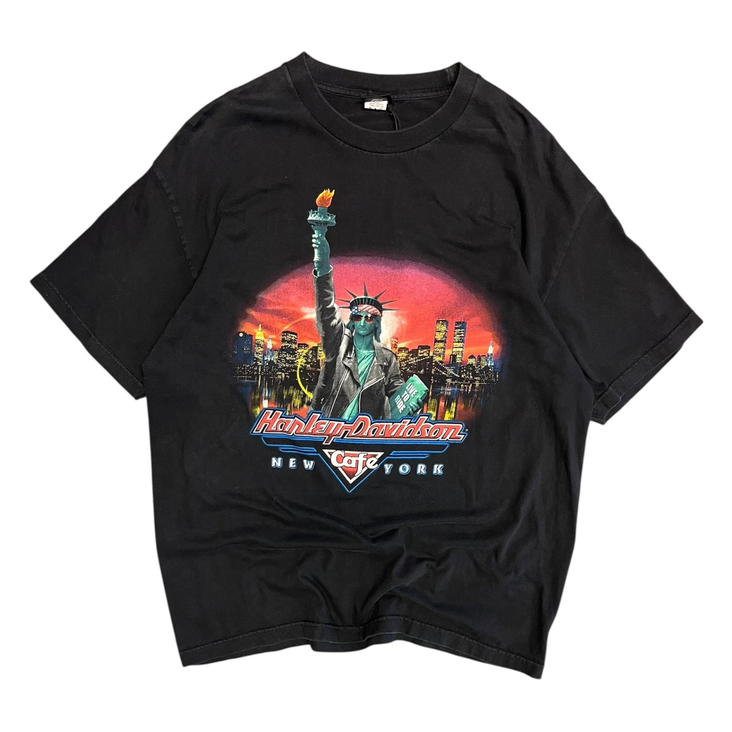 Vintage Harley Davidson Cafe Statue Of Liberty Tee