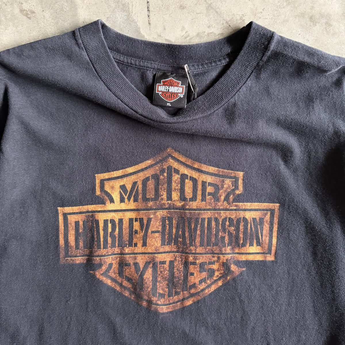 Vintage Harley Davidson Patina Brass Logo Tee