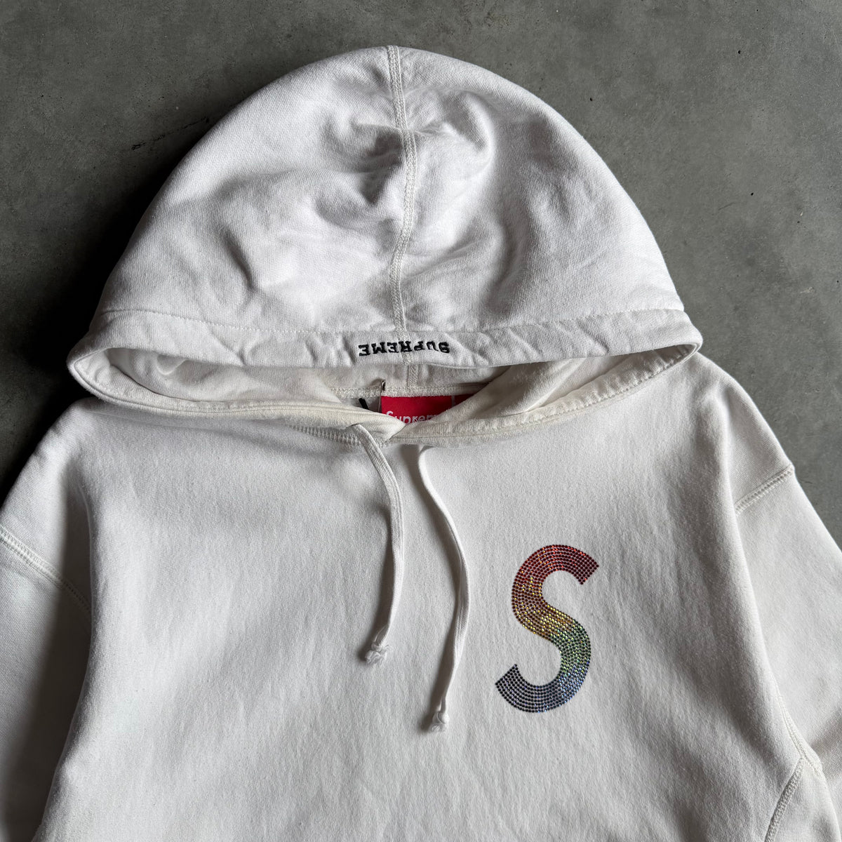 Supreme SS21 Swarovski ‘S’ Logo Hoodie White