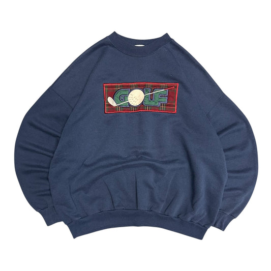Vintage Navy Golf Embroidered Patch Sweatshirt