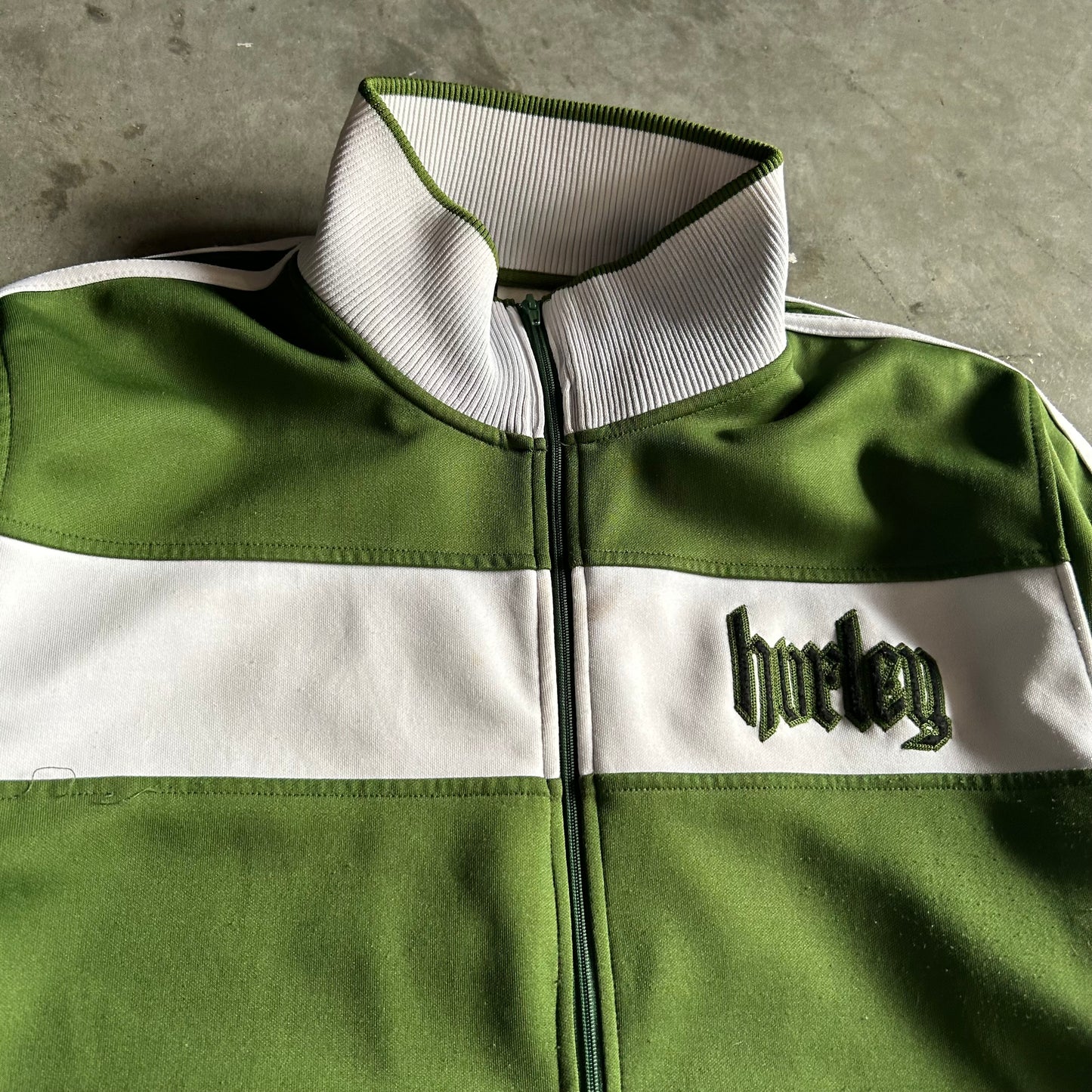 Y2K Hurley Green Zip Up Track Jacket