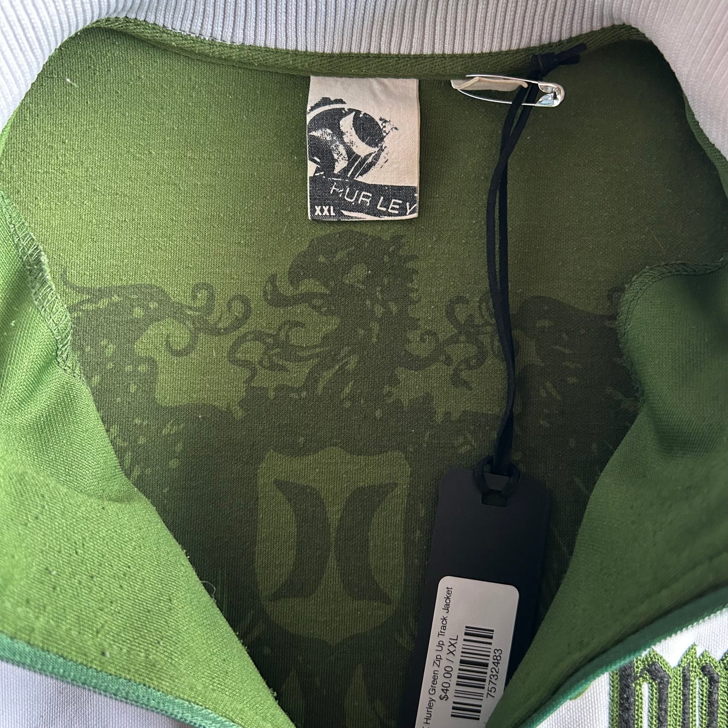 Y2K Hurley Green Zip Up Track Jacket