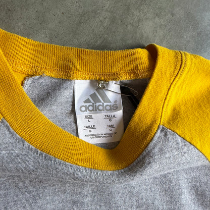Y2K Adidas Yellow/Grey Short Sleeve Baseball Tee