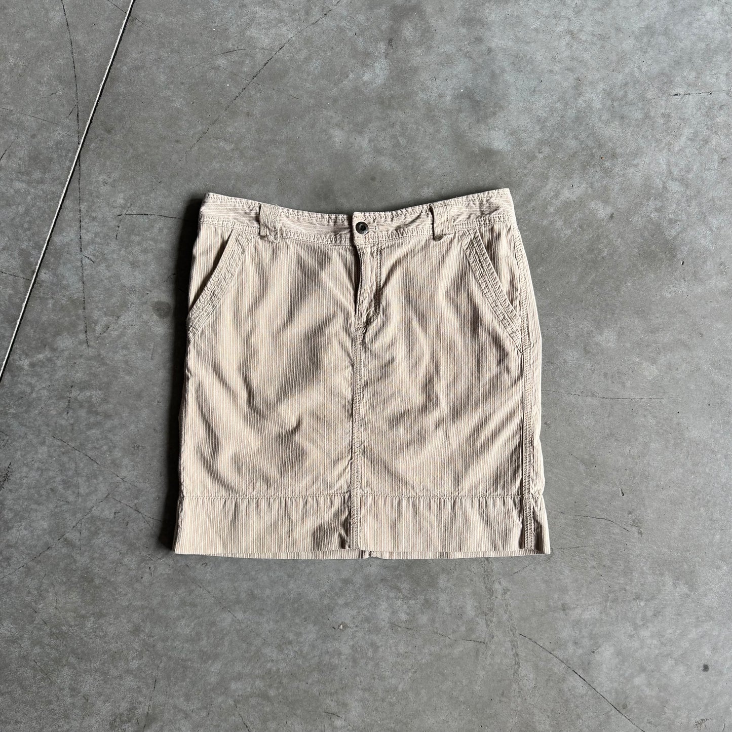 Women’s Y2K Axcess Khaki Pin Stripe Mini Skirt