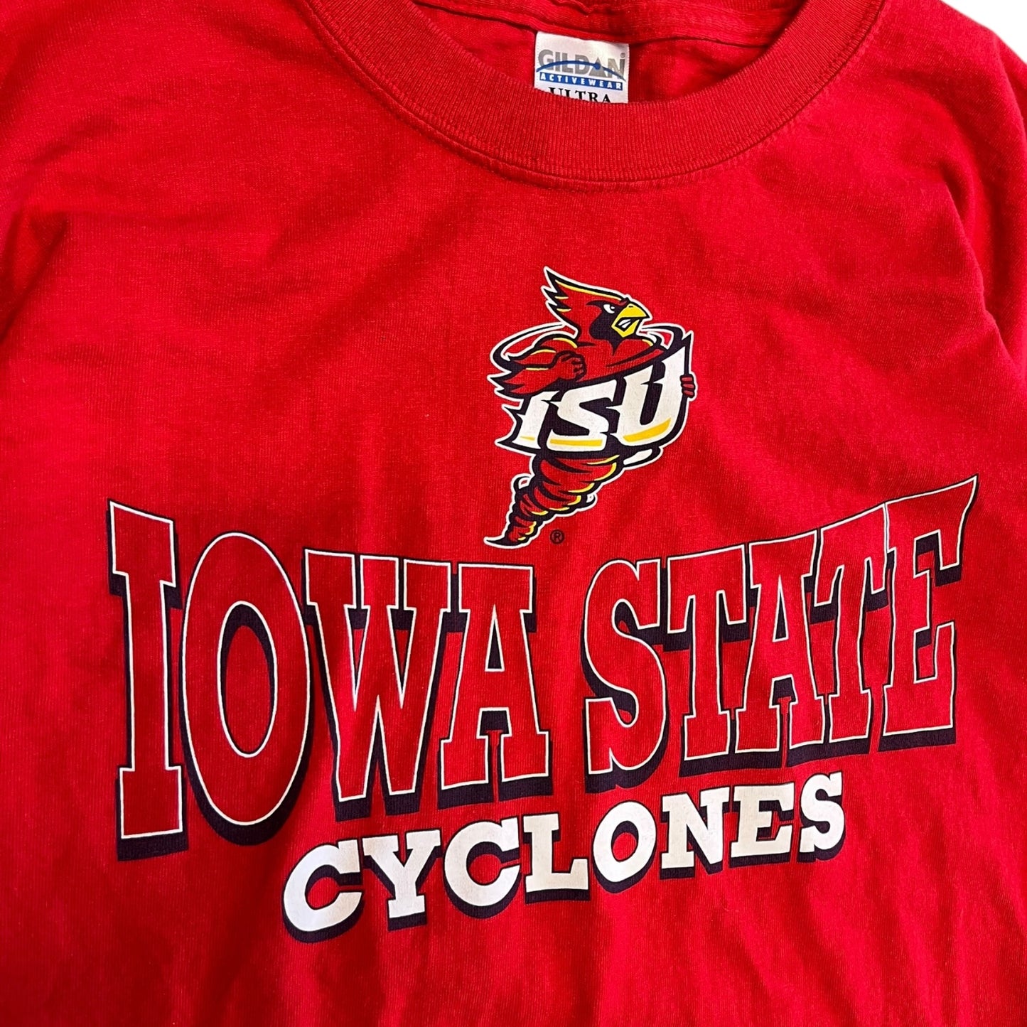 Vintage Iowa State Cyclones Small Logo Big Words Red Tee