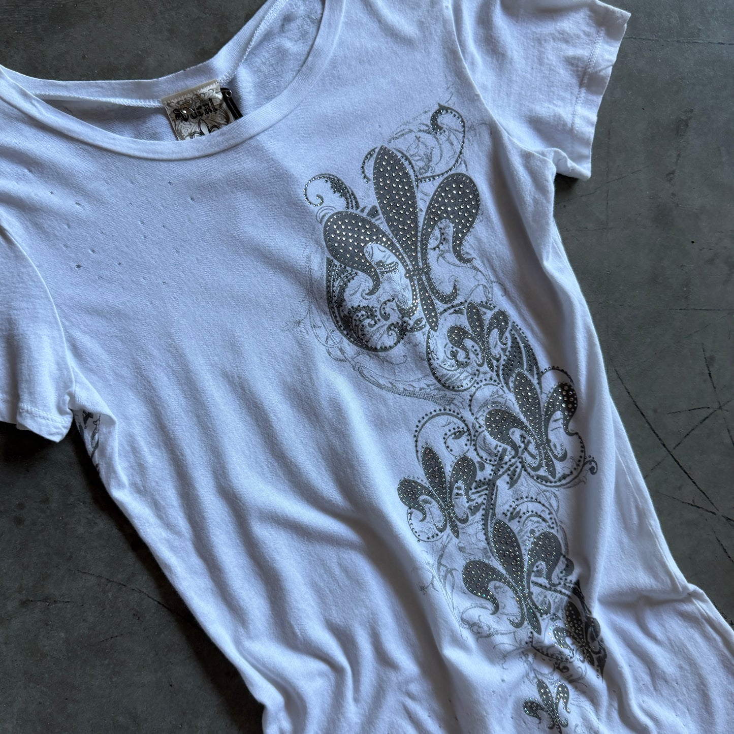 Y2K Vocal White Bling Fleur Tee