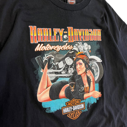 Y2K Harley Davidson Orange Bandanna Motorcycle Women Tee