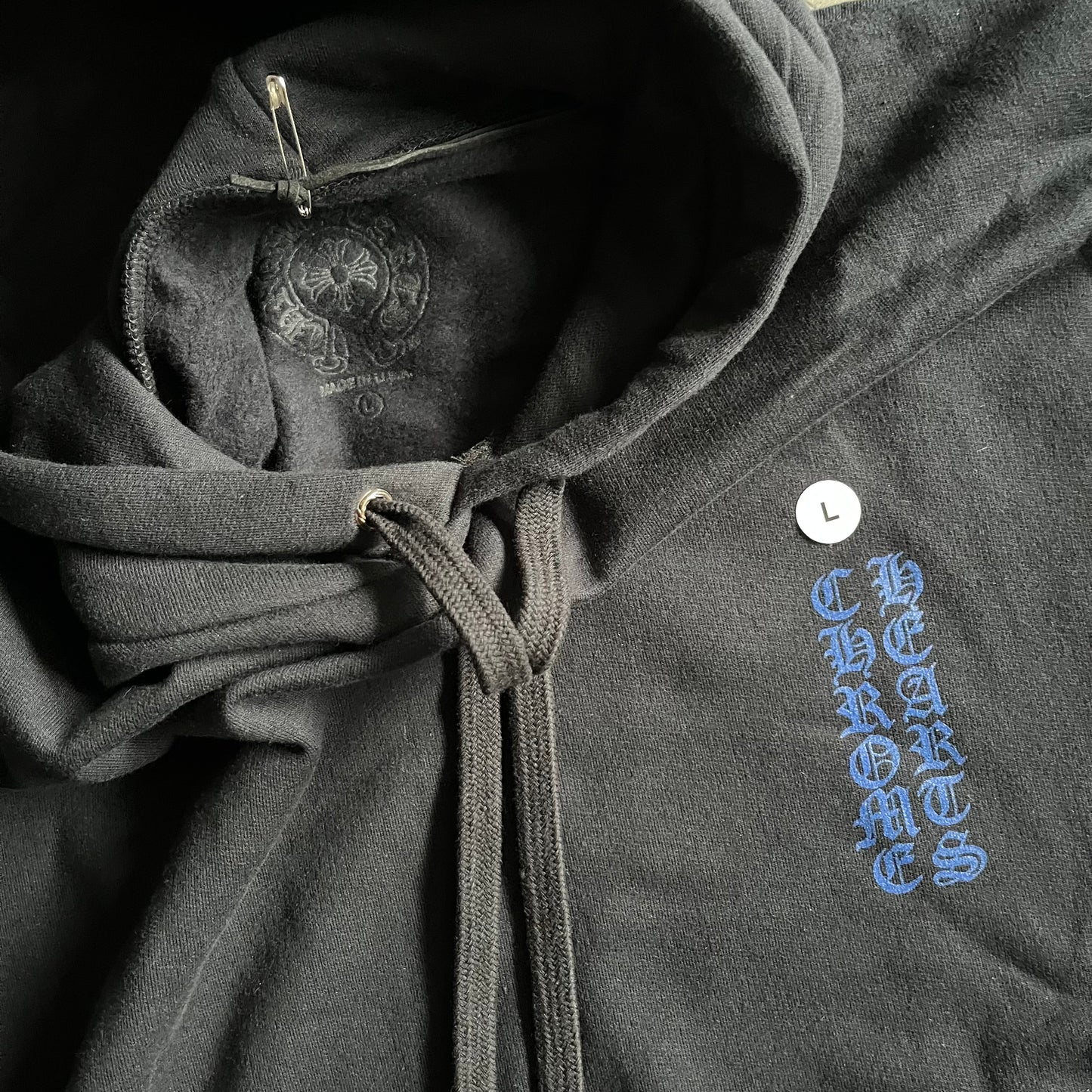 Chrome Hearts Blue Spell Out Horseshoe Hoodie
