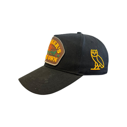 October’s Very Own OVO Black Patch Strap Hat