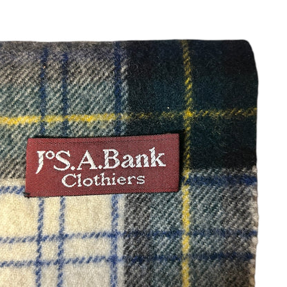 JoS A. Bank Green Plaid Wool Scarf