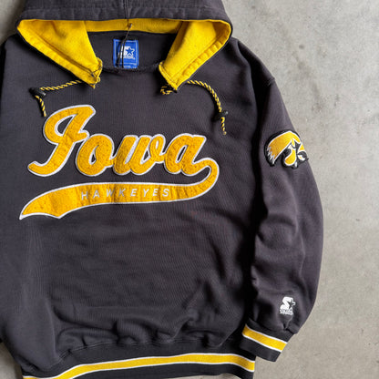 Vintage Iowa Hawkeyes Starter Bar Script Black Hoodie