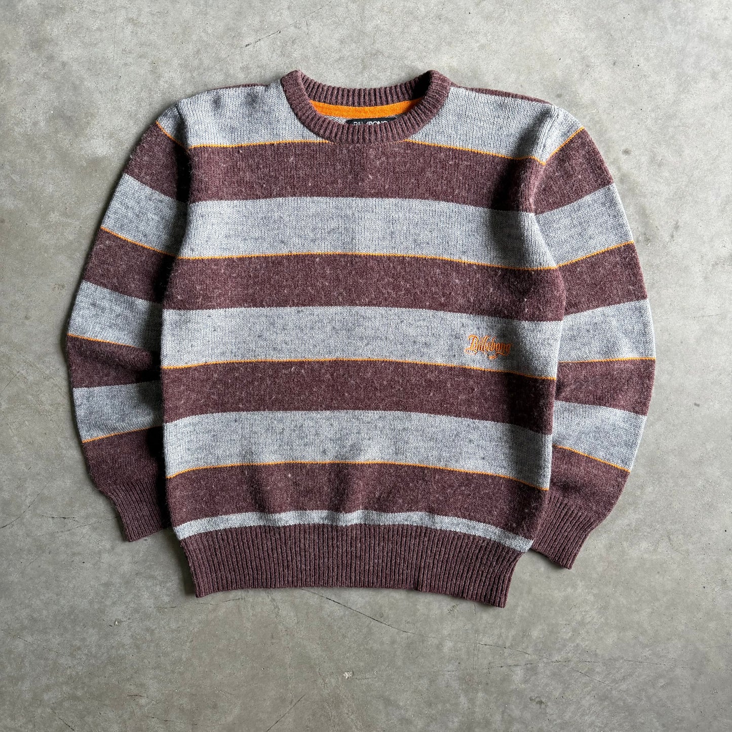 Y2K Billabong Gray & Maroon Stripped Sweater