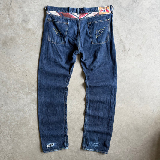 A Bathing Ape Indigo Denim Star Embroidered Jeans
