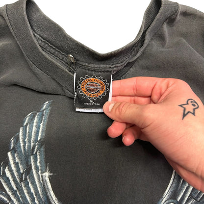 Vintage Harley Davidson Chrome Engine Wings T Shirt