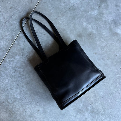 Vintage Coach Black Leather Bleeker Tote Handbag