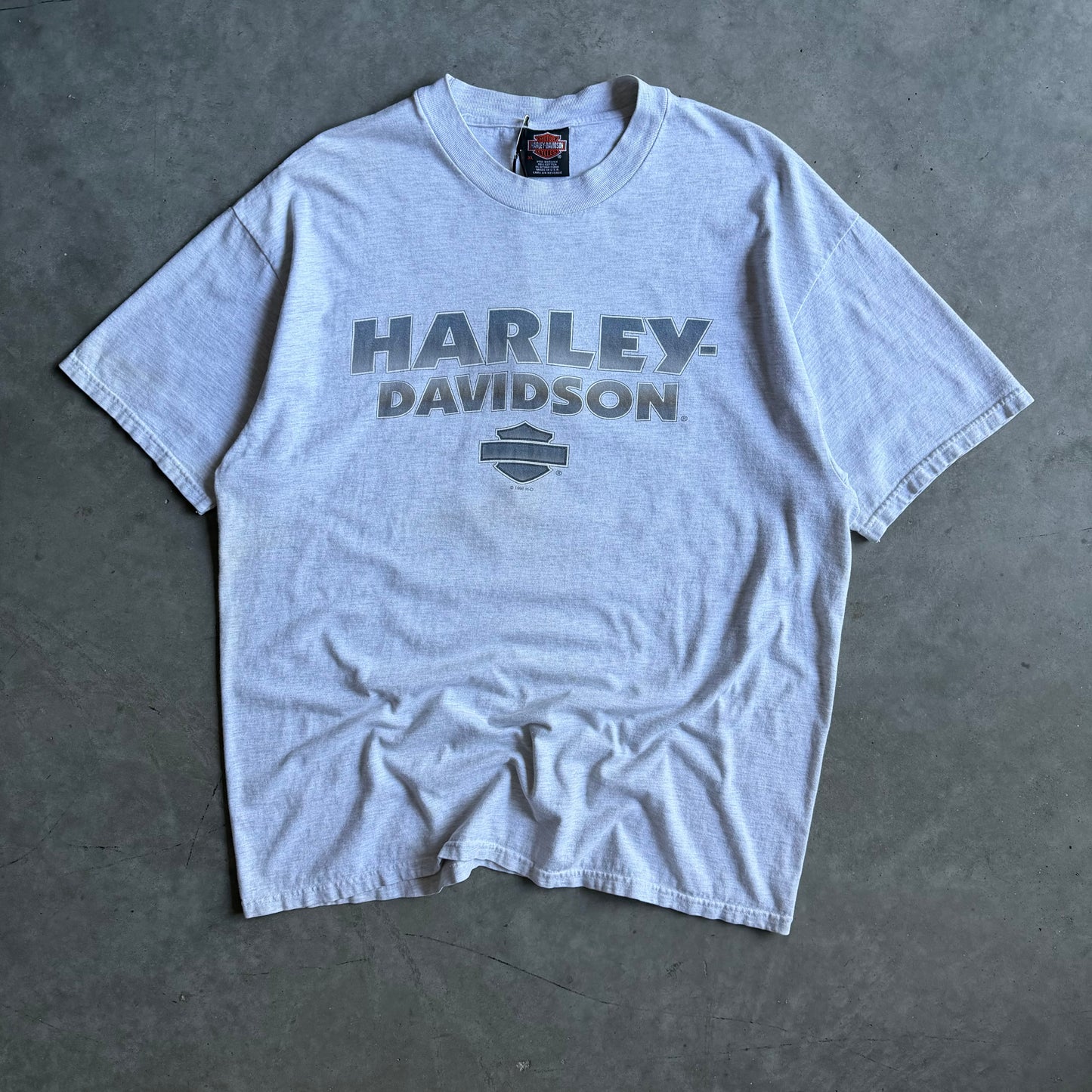 Vintage Hawk-I Harley Davidson Grey Spell-Out Tee