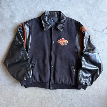 Vintage Boogie’s Diner Leather Arm Wool Varsity Jacket