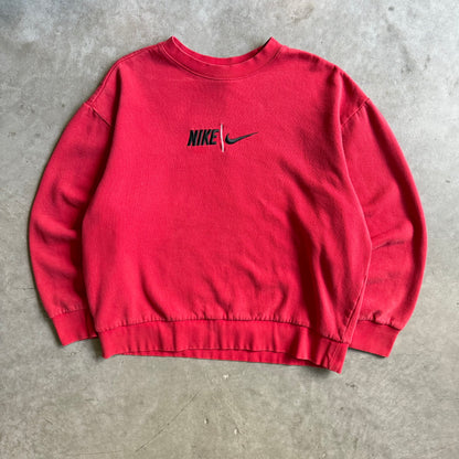 Y2K Nike Split Embroidered Red Sweatshirt
