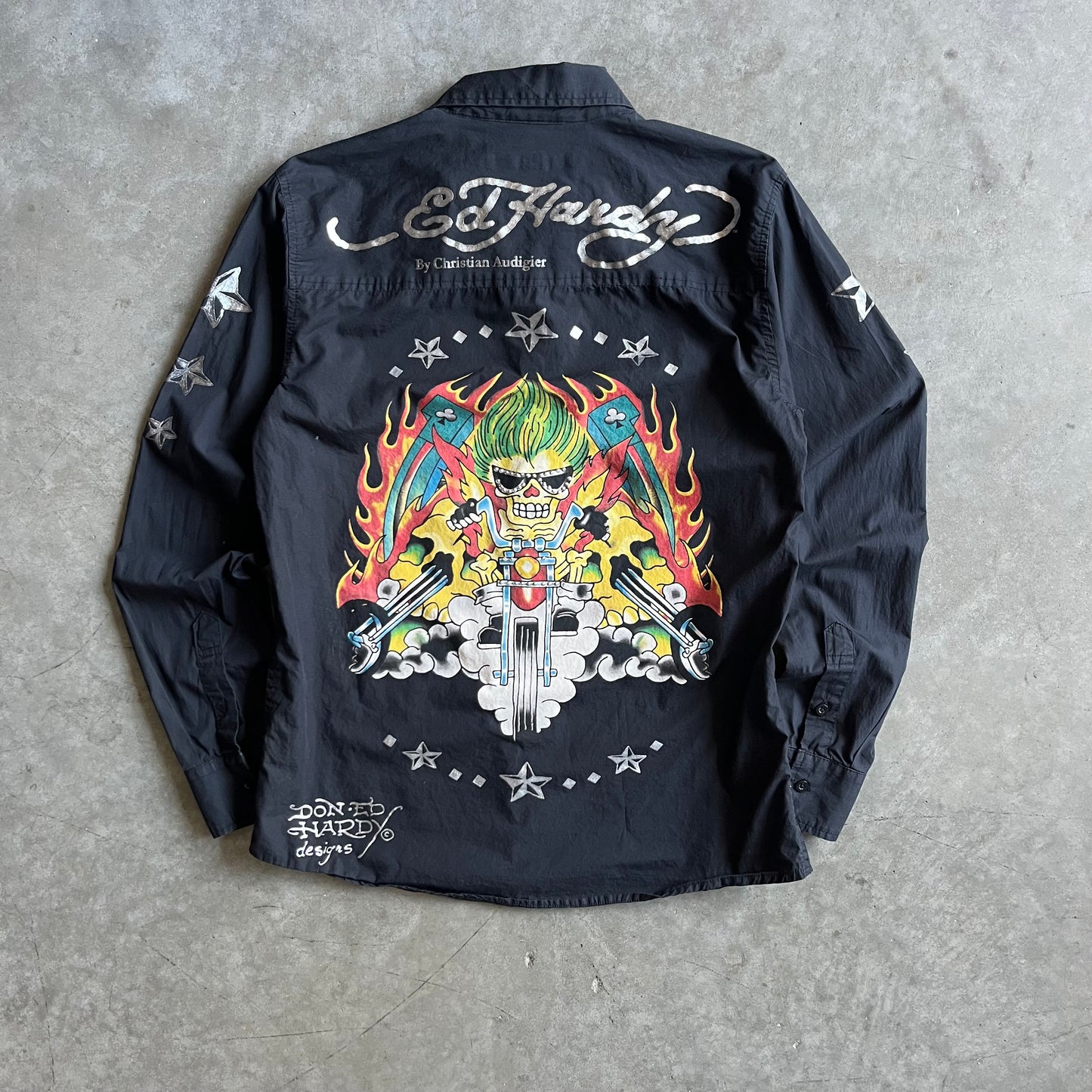 Y2K Ed Hardy Christian Audigier Crunk Rock Tattoo Button Up