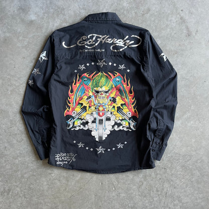 Y2K Ed Hardy Christian Audigier Crunk Rock Tattoo Button Up