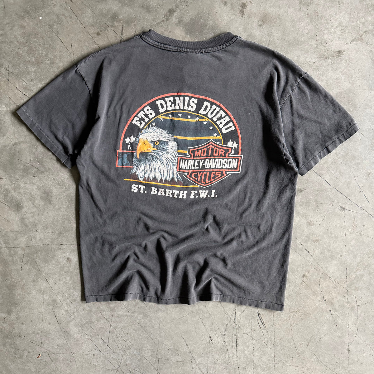 Vintage Harley Davidson ‘Live To Ride’ Eagle St Barths Faded T Shirt