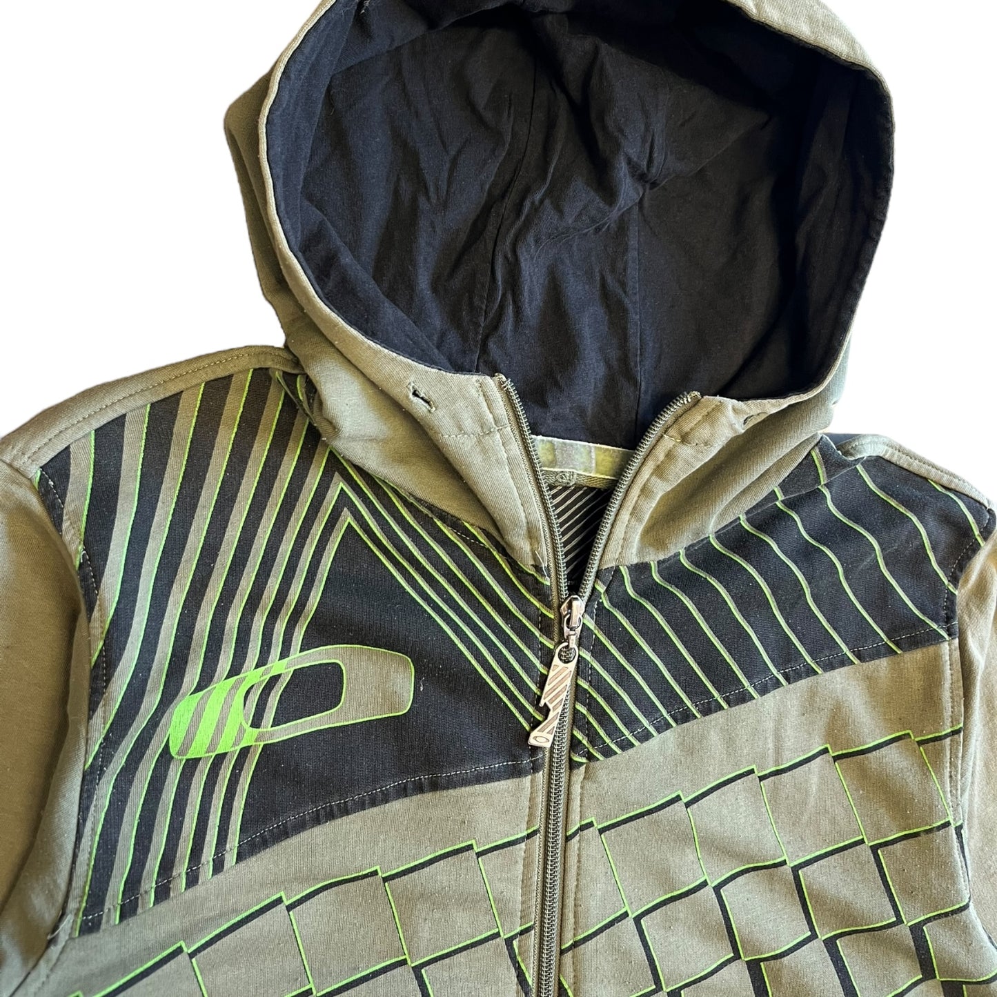 Y2K Oakley Pixel Grid Zip Up Hoodie