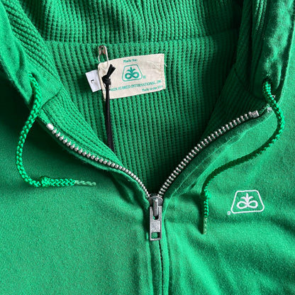 Vintage Pioneer Thermal Lined Green Zip-Up Hoodie
