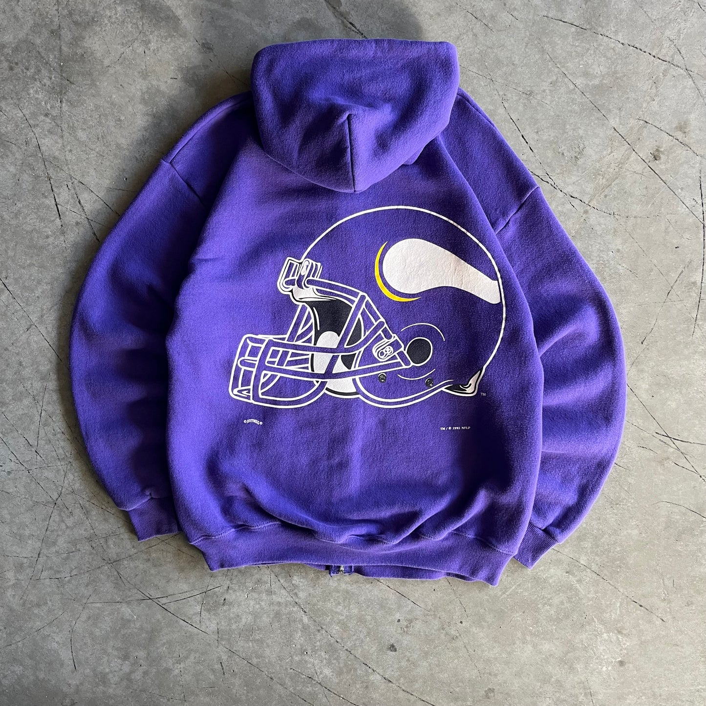 Vintage Minnesota Vikings Helmet Print Zip-Up