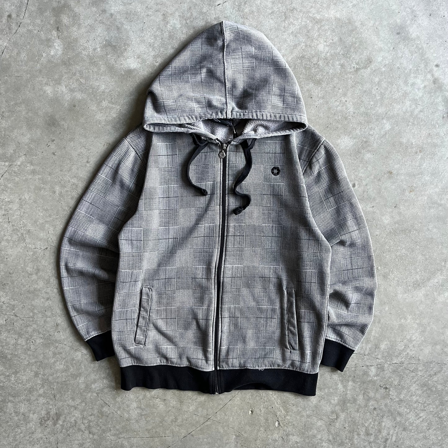 Y2K Southpole Grayscale Plaid Zip-Up