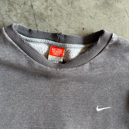 Vintage Nike Small Swoosh Embroidered Gray Sweatshirt