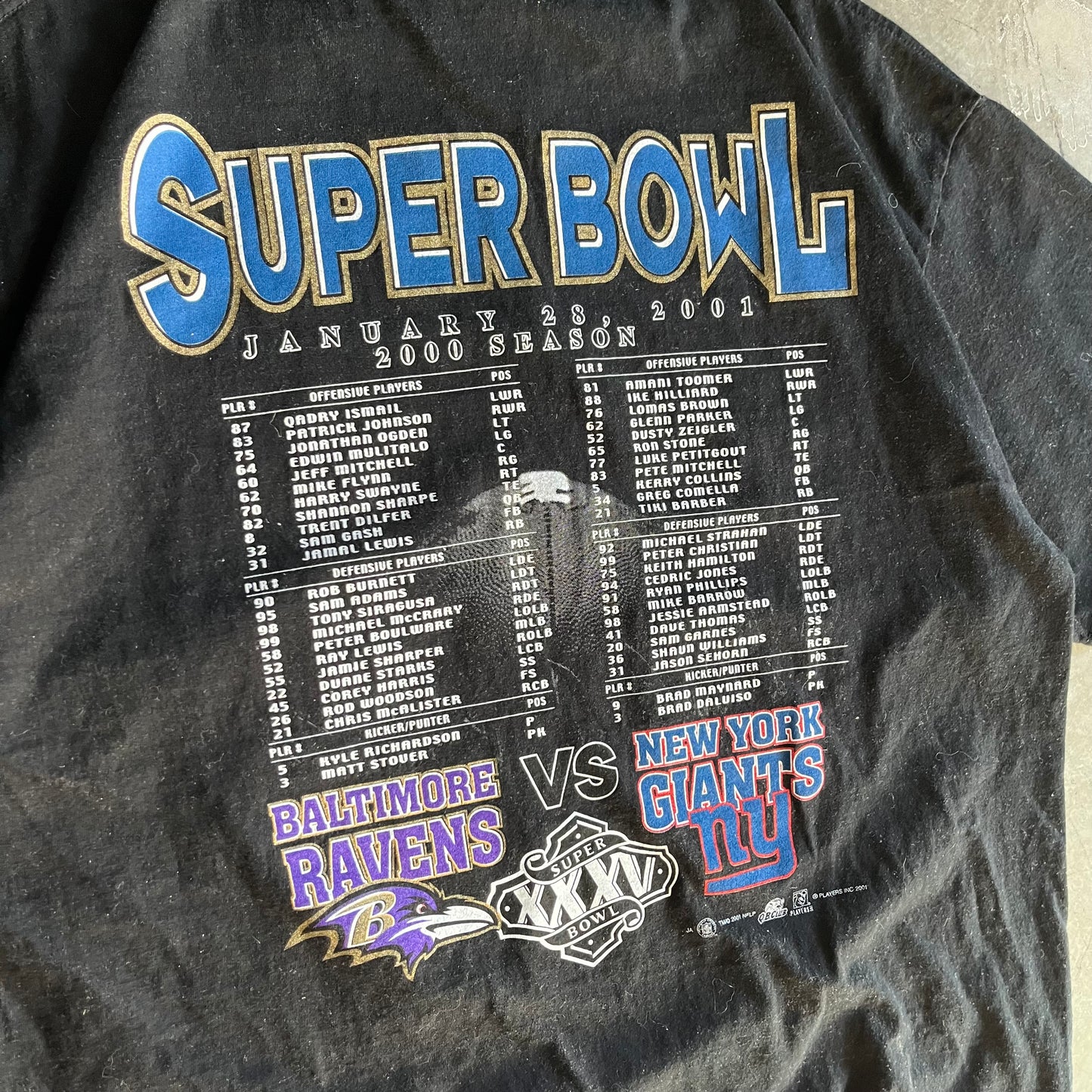 NFL Super Bowl XXXV Ravens Vs Giants Players Tee