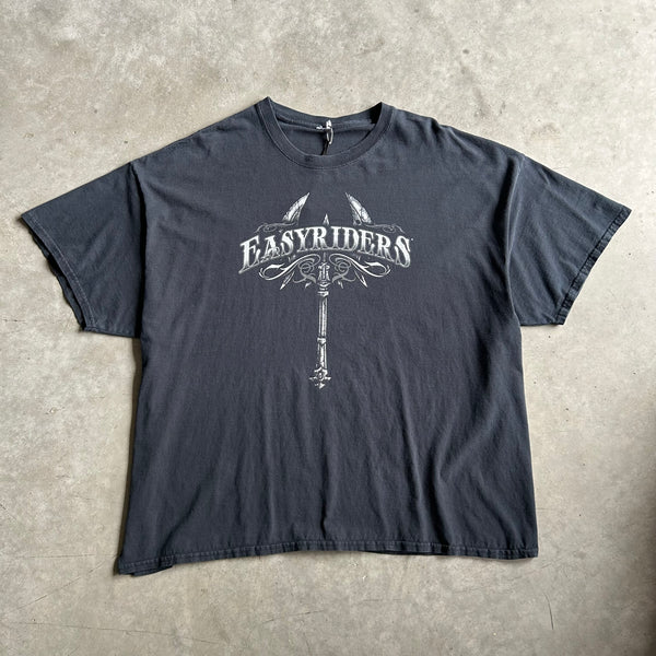 Y2K Easyriders Battle Axe Skull Graphic Pocket T Shirt