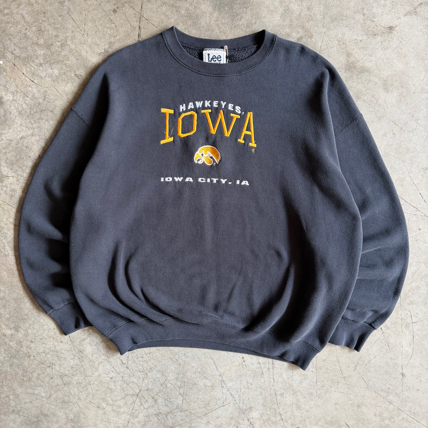 Vintage Lee Iowa Hawkeyes Spell-Out & Logo Spell-Out Sweatshirt