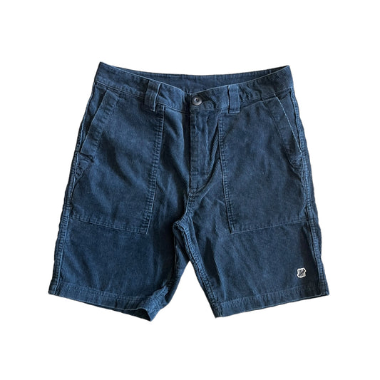 Undftd. Navy Blue Corduroy Logo Shorts