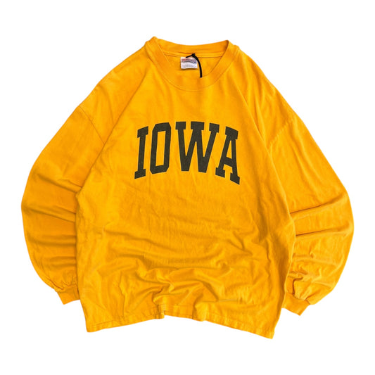 Vintage Iowa Yellow & Black Spell-Out L/S Tee