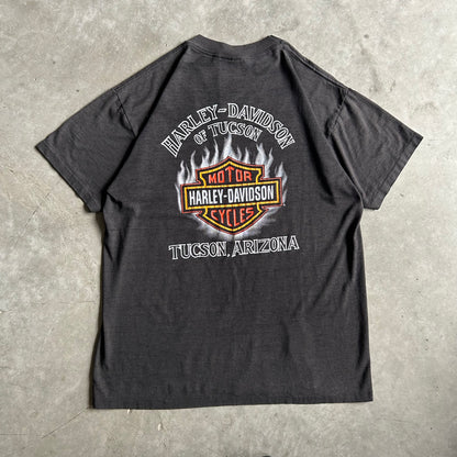 Vintage 3D Emblem Harley Davidson Galaxy Panther Flame Back T Shirt