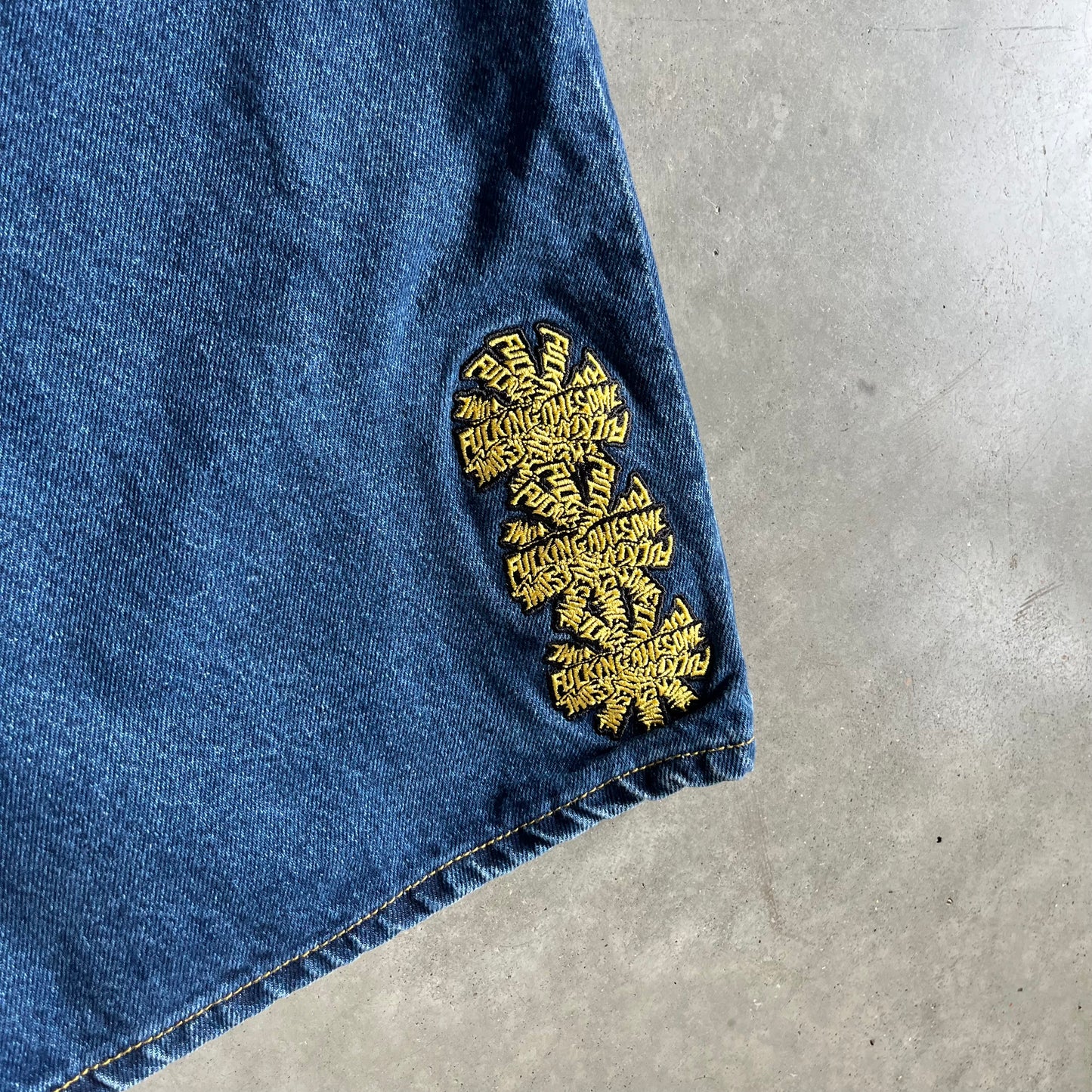Y2K Fuckin Awesome Triple Logo Embroidered Jorts