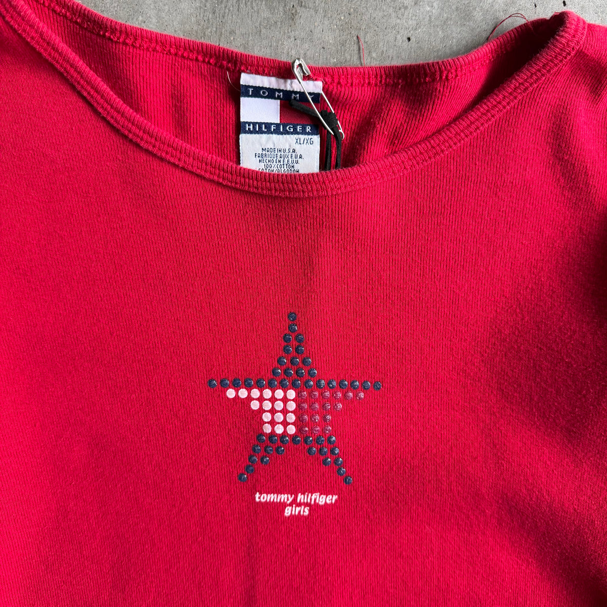 Vintage Women’s Tommy Hilfiger Girls Beaded Star Boxy LS Tee