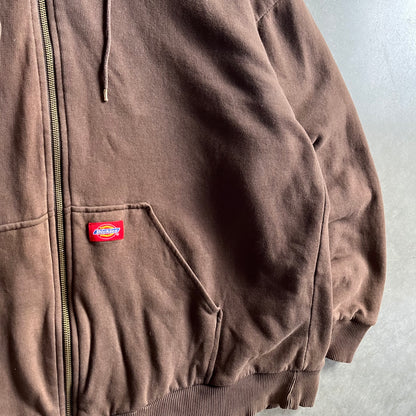 Y2K Dickies Thermal Lined Brown Faded Zip-Up Hoodie